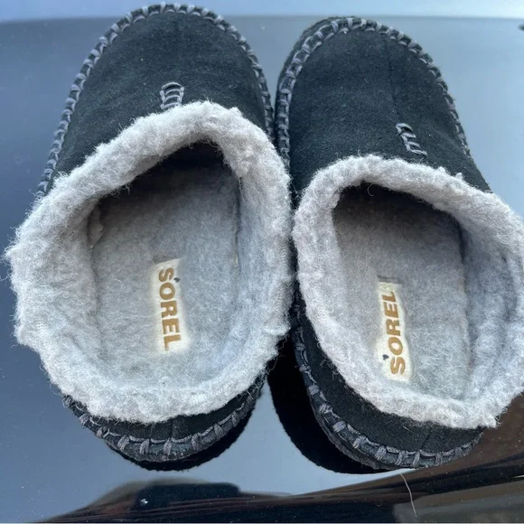 SOREL Kids Moccasins Mules Size 12 Slip on Shoes Slippers Wool Black - Picture 10 of 10